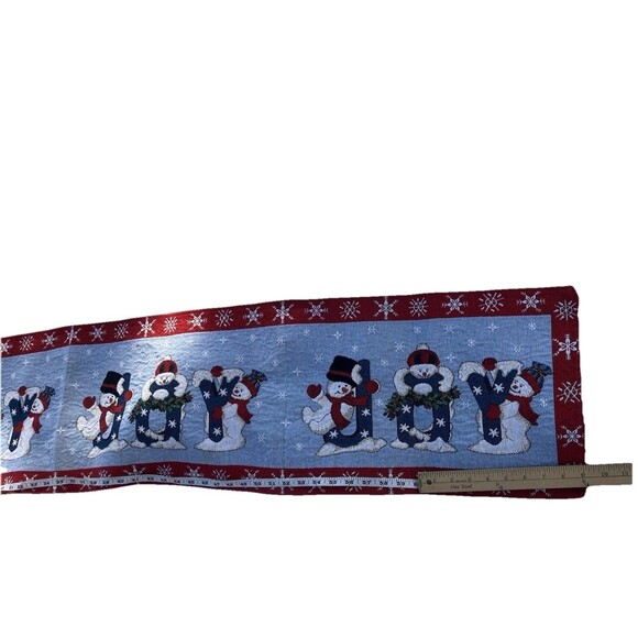 Christmas Tapestry Table Runner Snowman Joy Holiday 68" x 12” Kitchen Linens - Picture 3 of 5